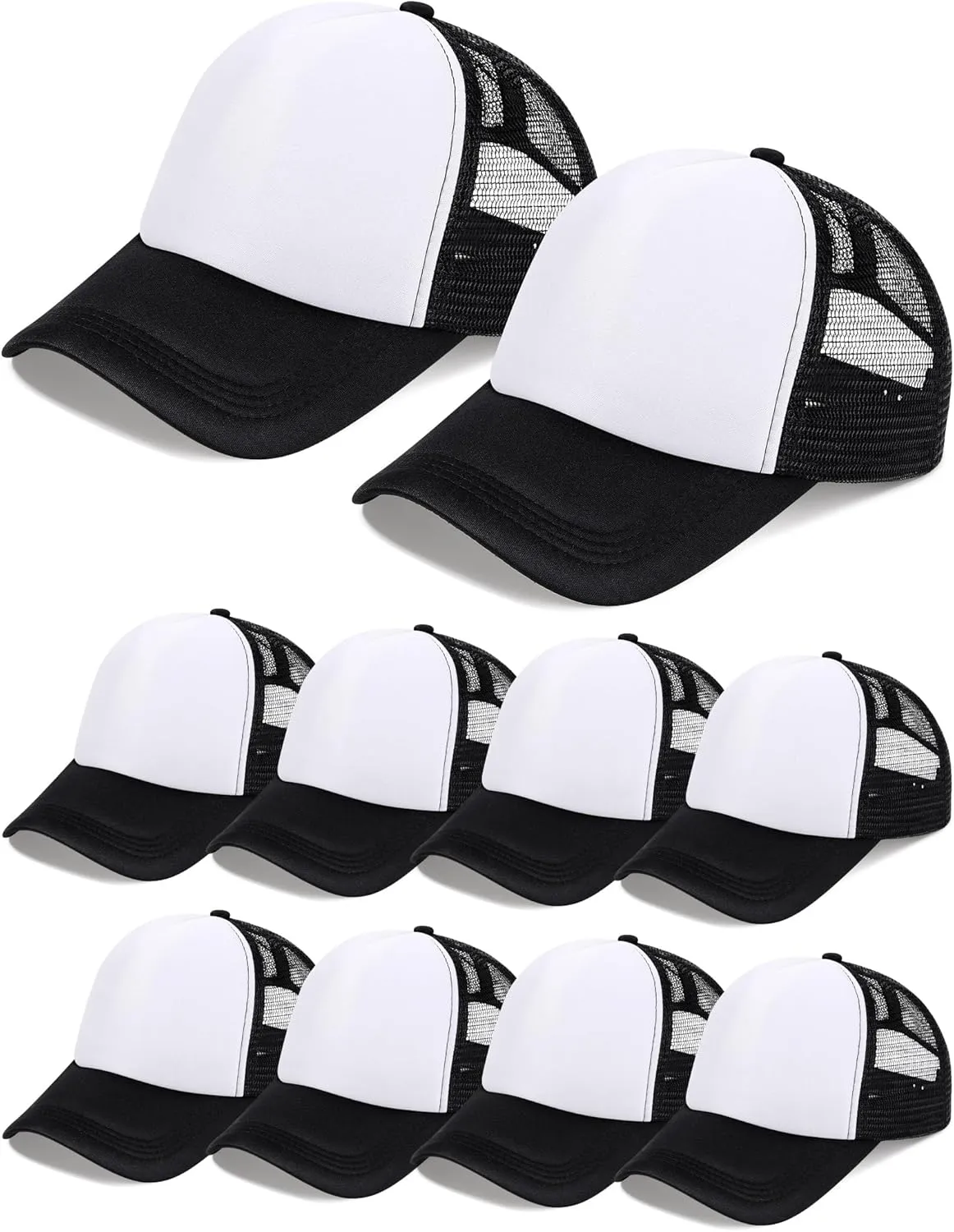 10 Pcs Sublimation Blank Trucker Hats Bulk Mesh Baseball Cap Polyester Mesh Trucker Hat for Men and Women