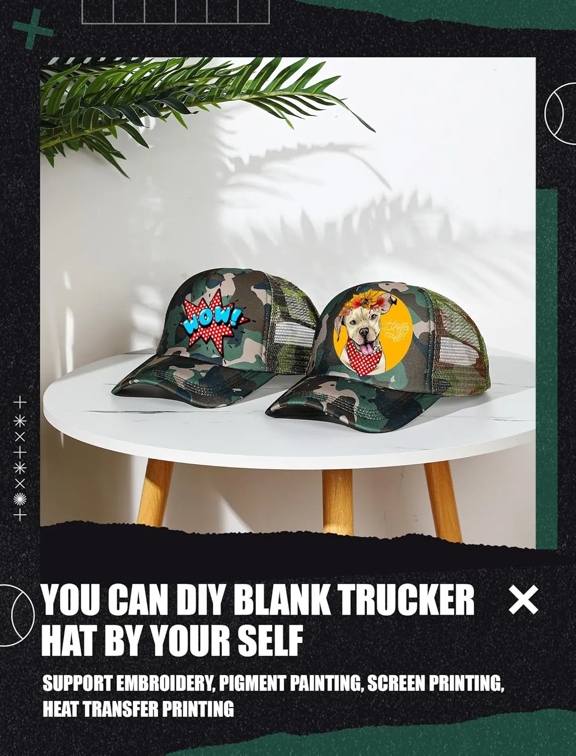 10 Pcs Sublimation Blank Trucker Hats Bulk Mesh Baseball Cap Polyester Mesh Trucker Hat for Men and Women