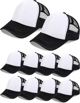 10 Pcs Sublimation Blank Trucker Hats Bulk Mesh Baseball Cap Polyester Mesh Trucker Hat for Men and Women