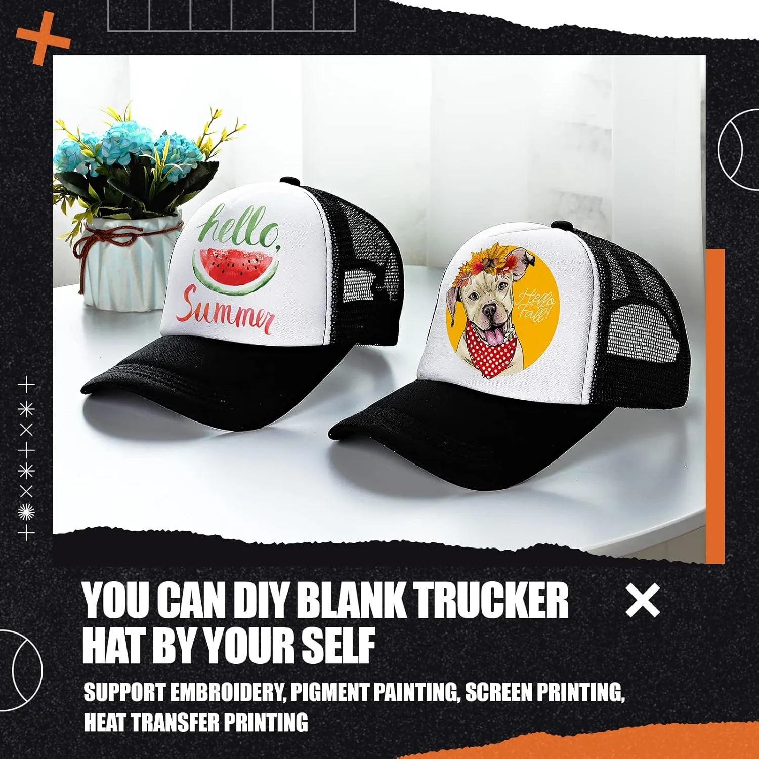 10 Pcs Sublimation Blank Trucker Hats Bulk Mesh Baseball Cap Polyester Mesh Trucker Hat for Men and Women