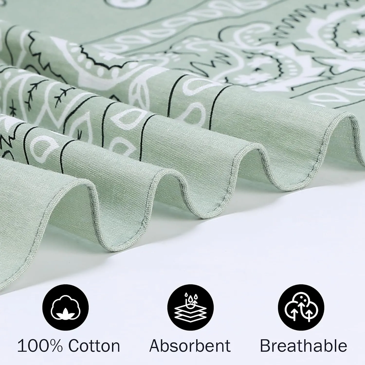 100% Cotton 27" x 27" Large Bandanas for Men & Women, Multi-Purpose Bandana Headbands, Square Head Scarf