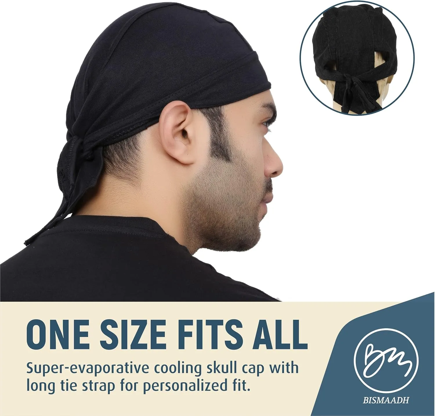 3 Pack Sweat Wicking Do Rag Cooling Beanie Helmet Liner Dew Rag Head Scarf, Bandana, Head Wrap, Motorcycle, Cycling