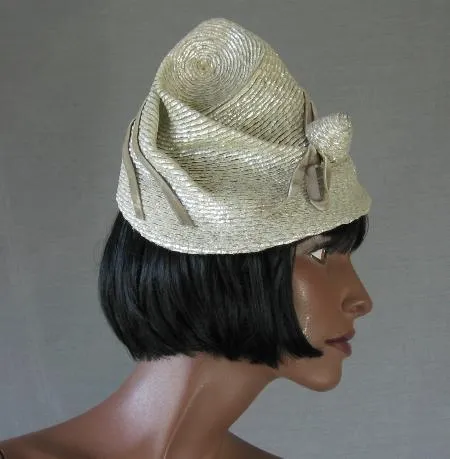 30s Whimsy Hat 40s Vintage Silver Conical Assymetrical Women's Hat VFG