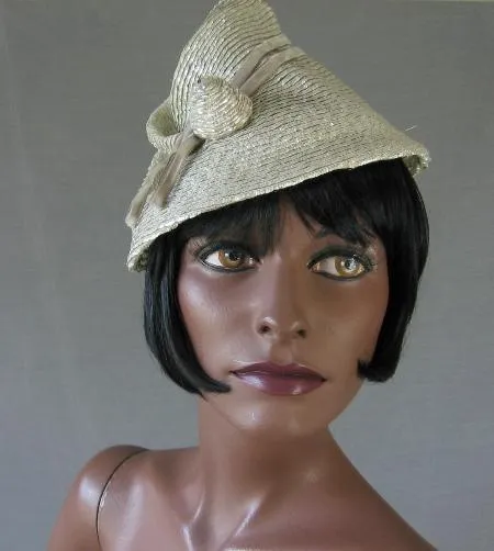 30s Whimsy Hat 40s Vintage Silver Conical Assymetrical Women's Hat VFG