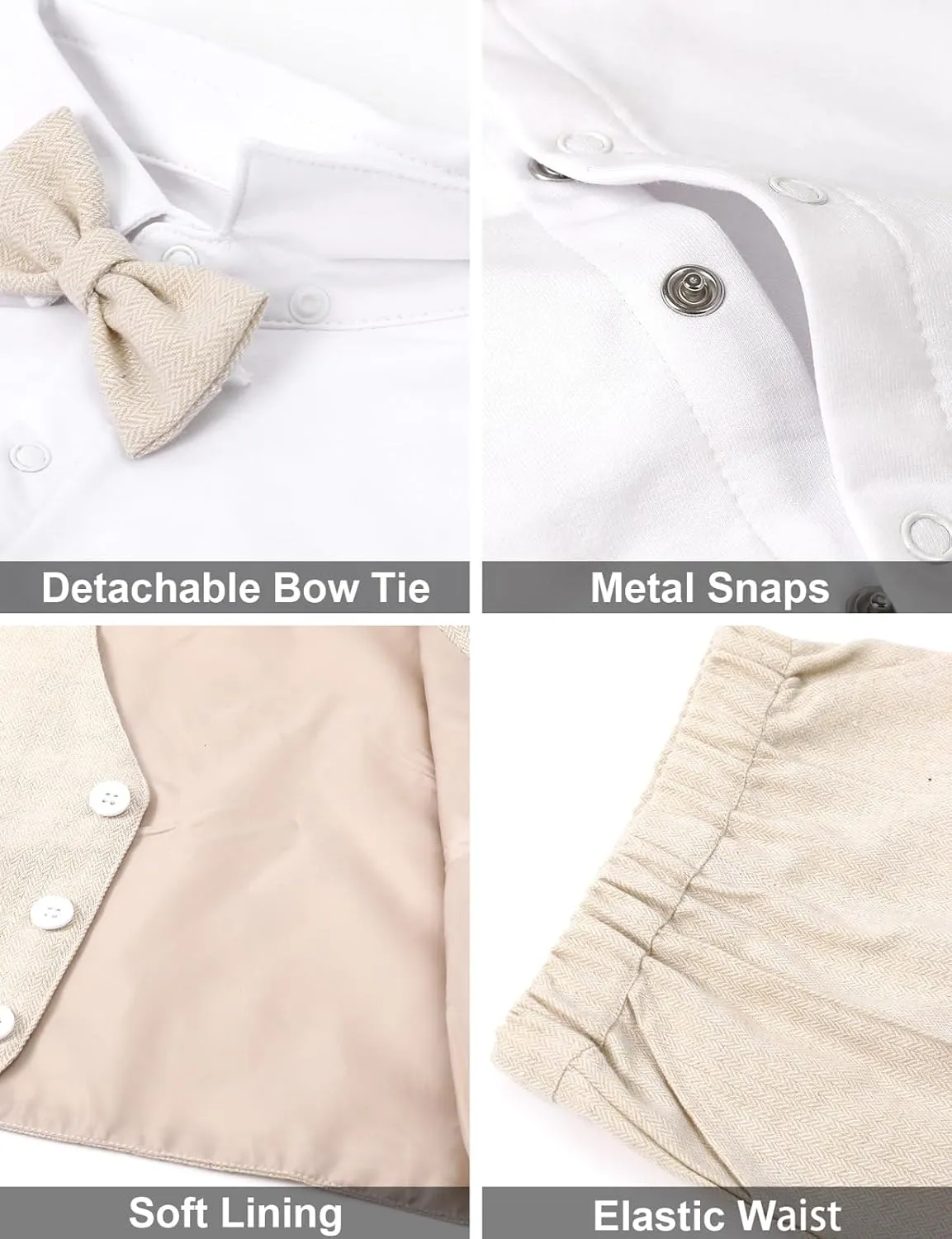 A&J DESIGN 5pcs Baby Boys Suit, 12 Months - 3T, Shirt & Pants & Vest & Hat & Bow Tie