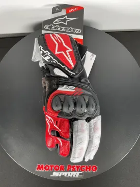 Alpinestars SP-8 V3 Leather Gloves - Black/White/Bright Red - Size XL - USED LIKE NEW