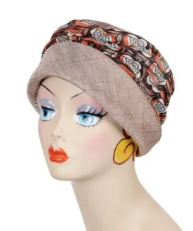 Ana Cloche Hat Style - Linen in Coral with Multi Mod