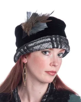 Ana Cloche Hat Style - Silver Plaid Upholstery