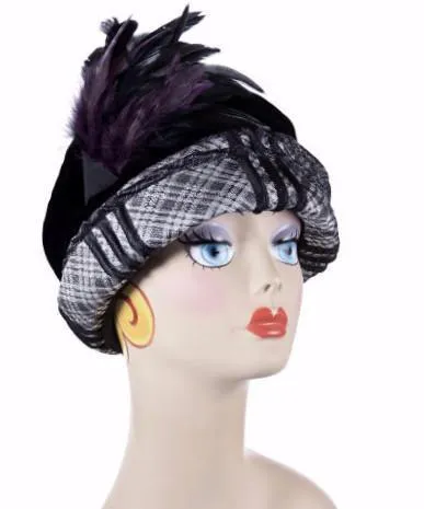 Ana Cloche Hat Style - Silver Plaid Upholstery