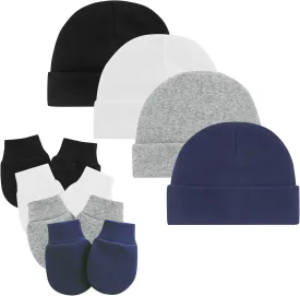 Baby Hats and Mittens Set Newborn Essentials Beanie Infant Cap for Baby Boys Girls