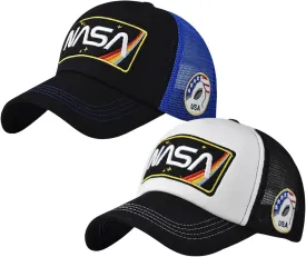 BAIMORE NASA Hat Baseball Cap Mesh Snap Back Adjustable Patchwork Outdoor Sports Cap