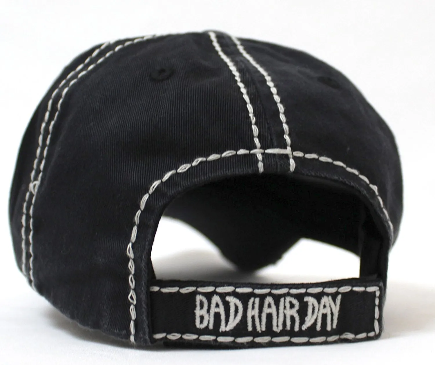 BLK Contrast-Stitch "BAD HAIR DAY" Embroidery Ballcap