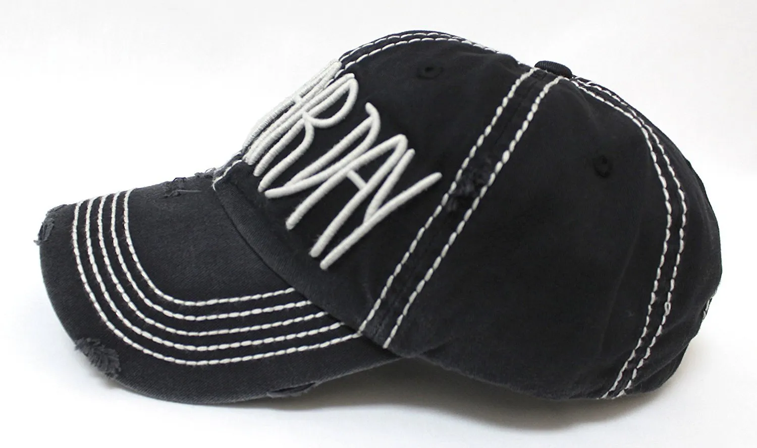 BLK Contrast-Stitch "BAD HAIR DAY" Embroidery Ballcap