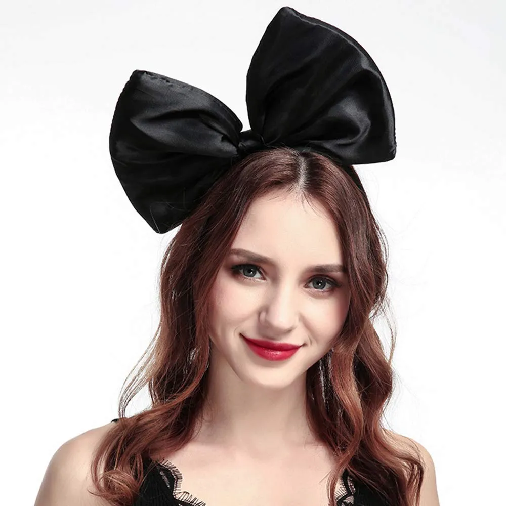 Bow Headband Bowknot Hair Bands Big Bow Halloween Hair Hoops Women Bow Hairband Party Decoration Headdress Cosplay Costume Headwear Handmade Headpiece Birthday Christmas Hair Accessories 1 Pack Rose