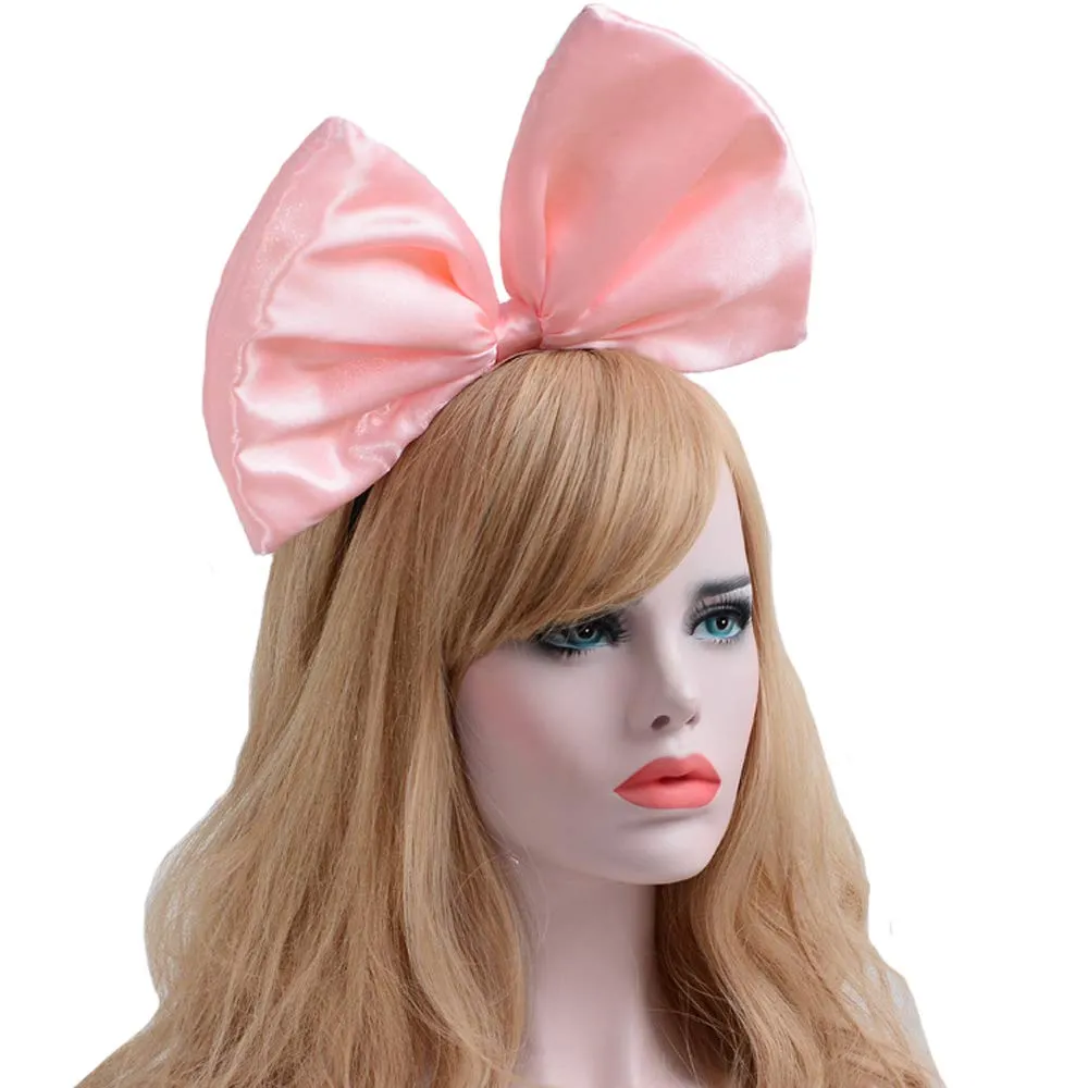 Bow Headband Bowknot Hair Bands Big Bow Halloween Hair Hoops Women Bow Hairband Party Decoration Headdress Cosplay Costume Headwear Handmade Headpiece Birthday Christmas Hair Accessories 1 Pack Rose
