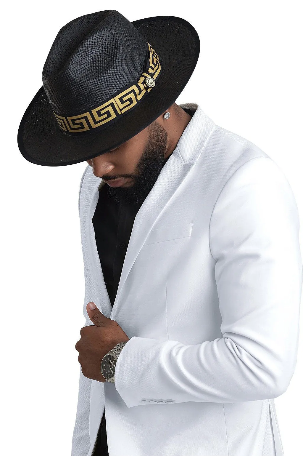 Bruno Capelo Valentino Wide Brim Pinch Front Straw Fedora