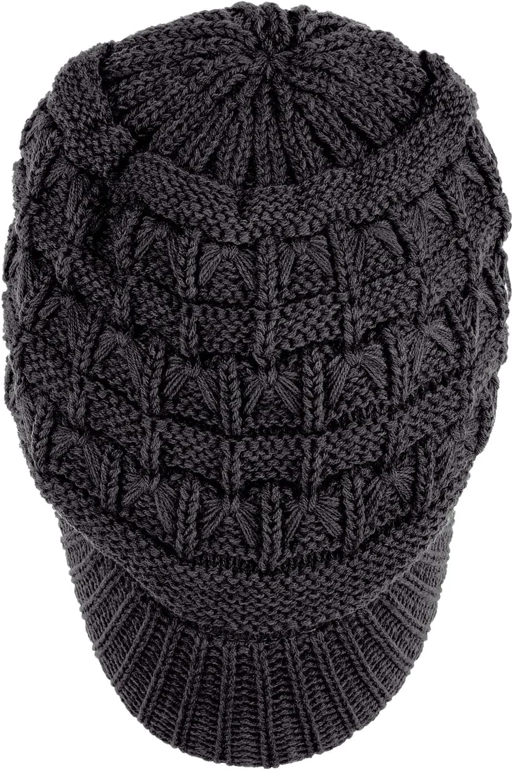 BYOS Womens Winter Chic Cable Warm Fleece Lined Crochet Knit Hat W/Visor Newsboy Cabbie Cap