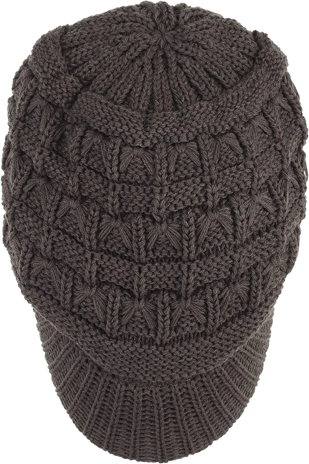 BYOS Womens Winter Chic Cable Warm Fleece Lined Crochet Knit Hat W/Visor Newsboy Cabbie Cap