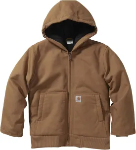 Carhartt Boys' Flannel-Lined Hooded Canvas Insulated Zip-Up Jacket