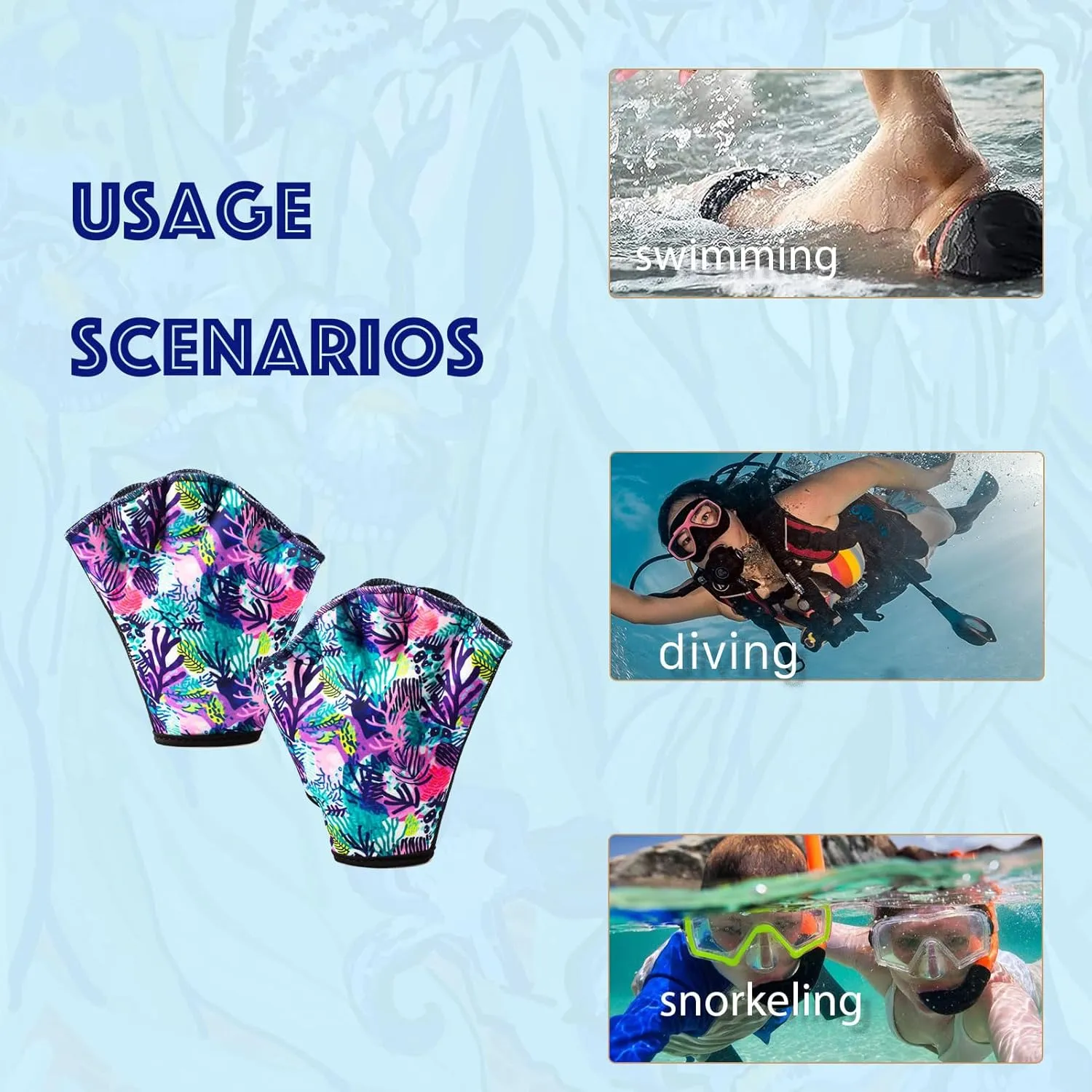 Colorful Swimming Gloves Women Water Aerobics Glove Water Aerobics Equipment for Men Women,Webbed Gloves Aquatic Fitness Water Resistance Diving Gloves Unisex Poll Training Exercise