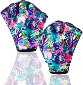 Colorful Swimming Gloves Women Water Aerobics Glove Water Aerobics Equipment for Men Women,Webbed Gloves Aquatic Fitness Water Resistance Diving Gloves Unisex Poll Training Exercise