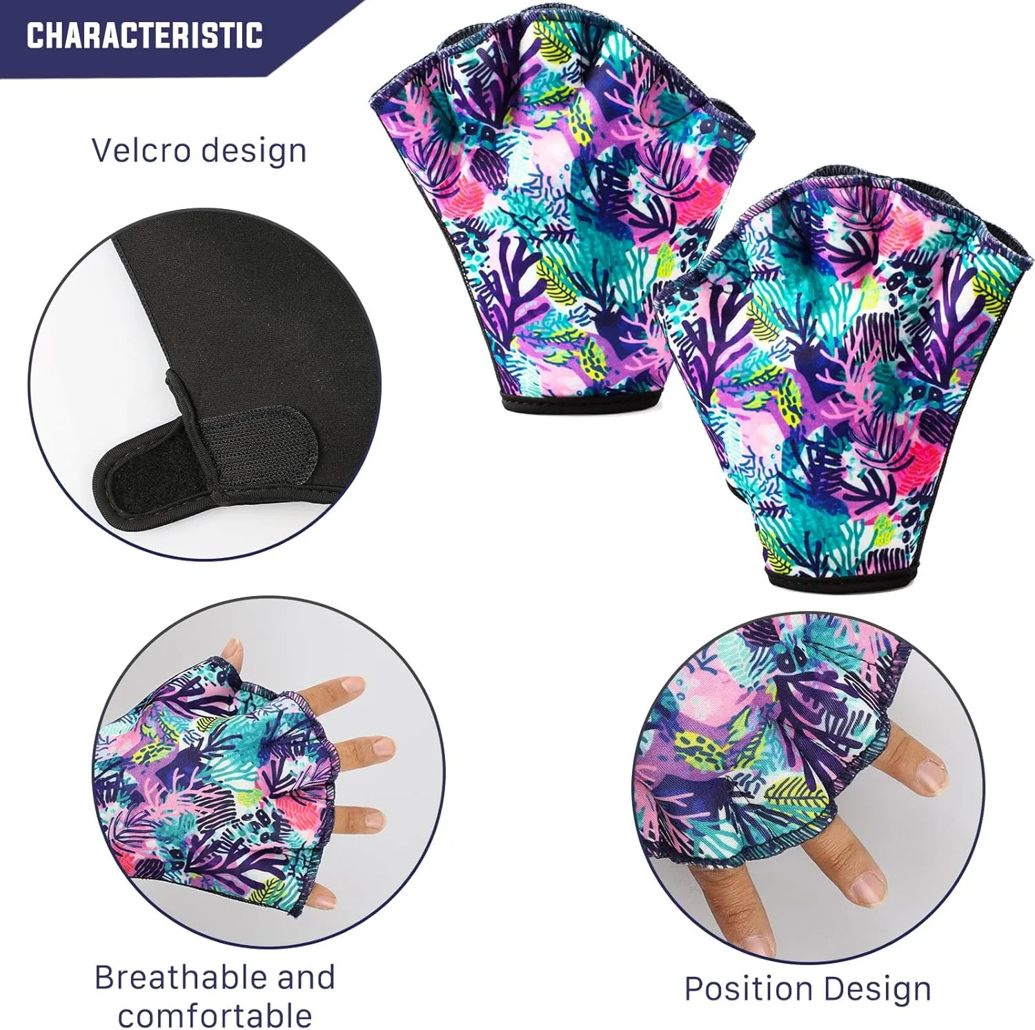 Colorful Swimming Gloves Women Water Aerobics Glove Water Aerobics Equipment for Men Women,Webbed Gloves Aquatic Fitness Water Resistance Diving Gloves Unisex Poll Training Exercise