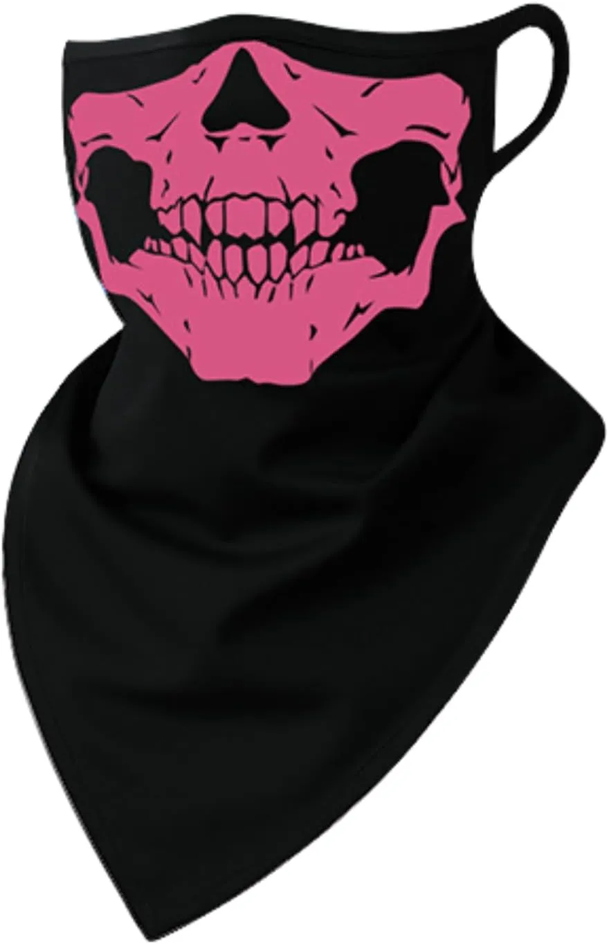 CORIRESHA Skull Face Mask Cover Neck Gaiter with Ear Loops Dust Sun Protection Bandana for Men Women
