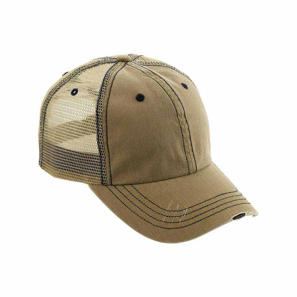 Customized Monogram Washed Herringbone Cotton Twill Trucker Cap