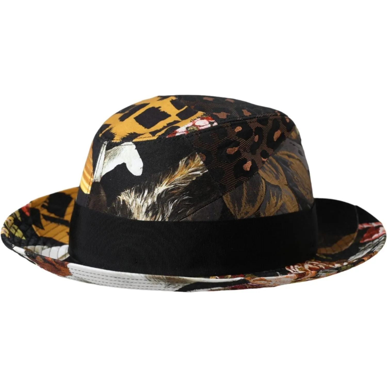 Dolce & Gabbana Multicolor Patchwork Women Fedora Wide Brim Hat