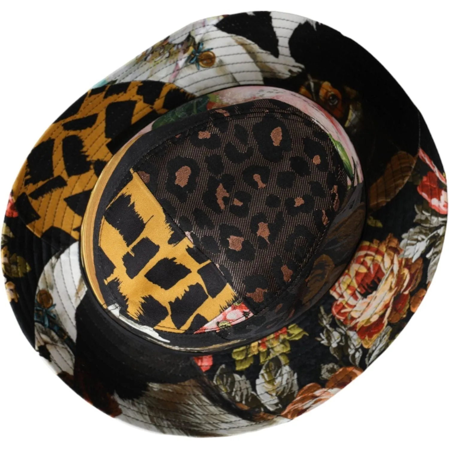 Dolce & Gabbana Multicolor Patchwork Women Fedora Wide Brim Hat