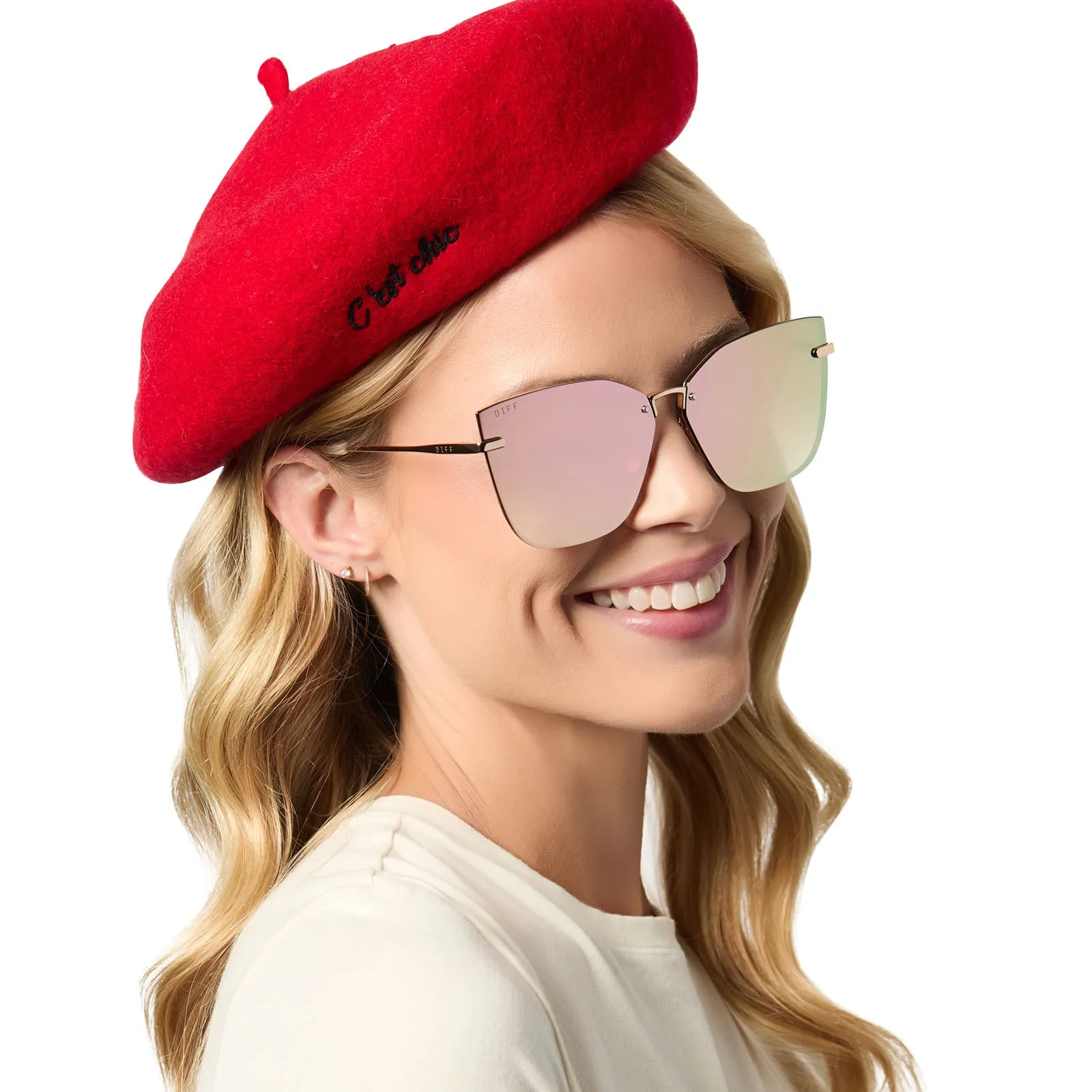 EMILY IN PARIS - MINDY   STAGE LIGHTS GOLD   IRIDESCENT MIRROR SUNGLASSES
