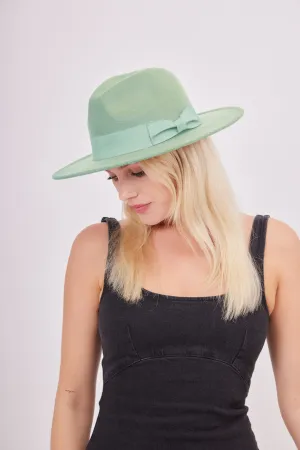 Fedora with Bow Trim in Green