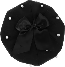FRCOLOR Classic Women's Fedora Hat Pearl Bead Soft Artificial Wool Elegant Beret Cap for Formal Events