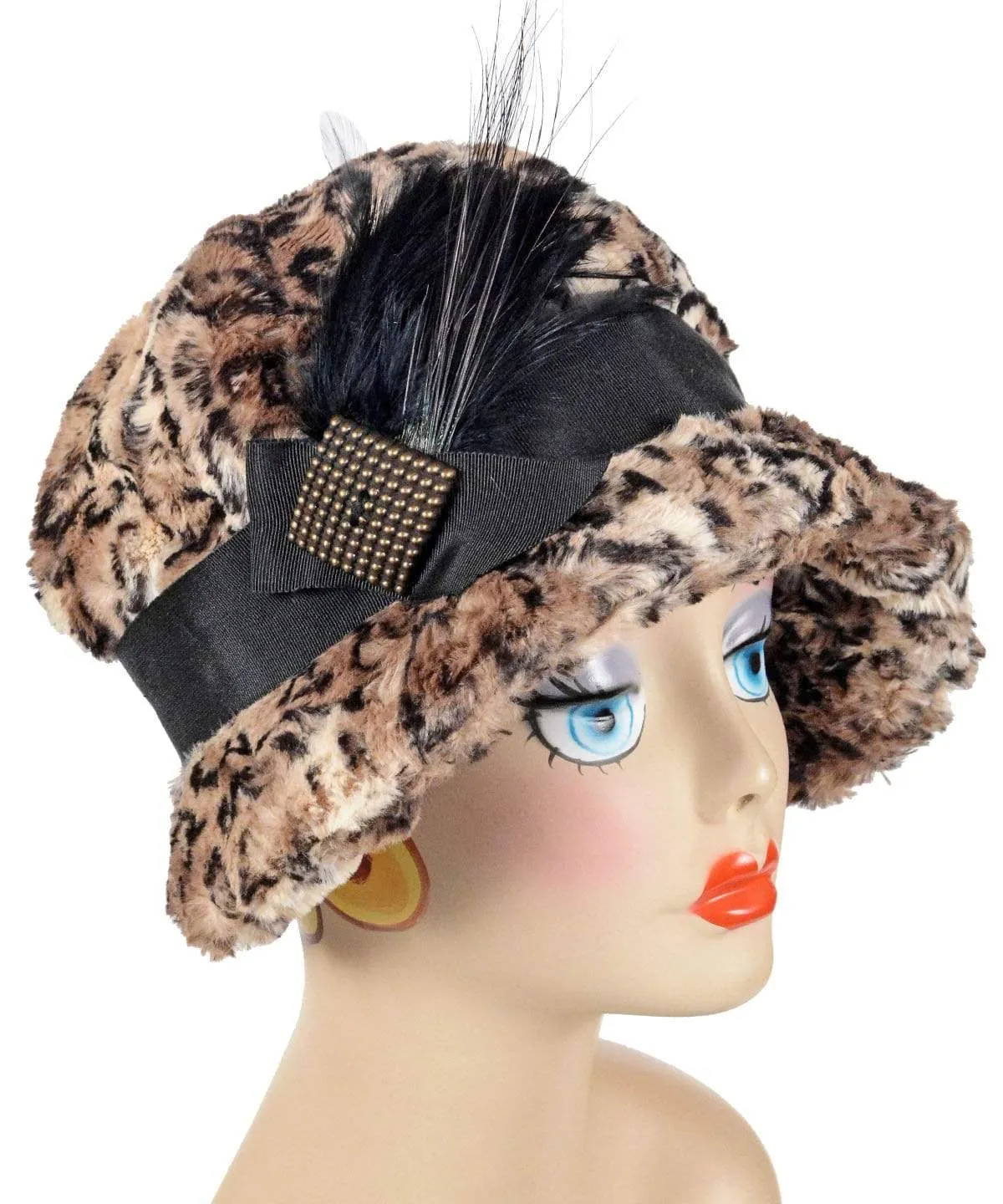 Grace Cloche Style Hat - Luxury Faux Fur in Carpathian Lynx