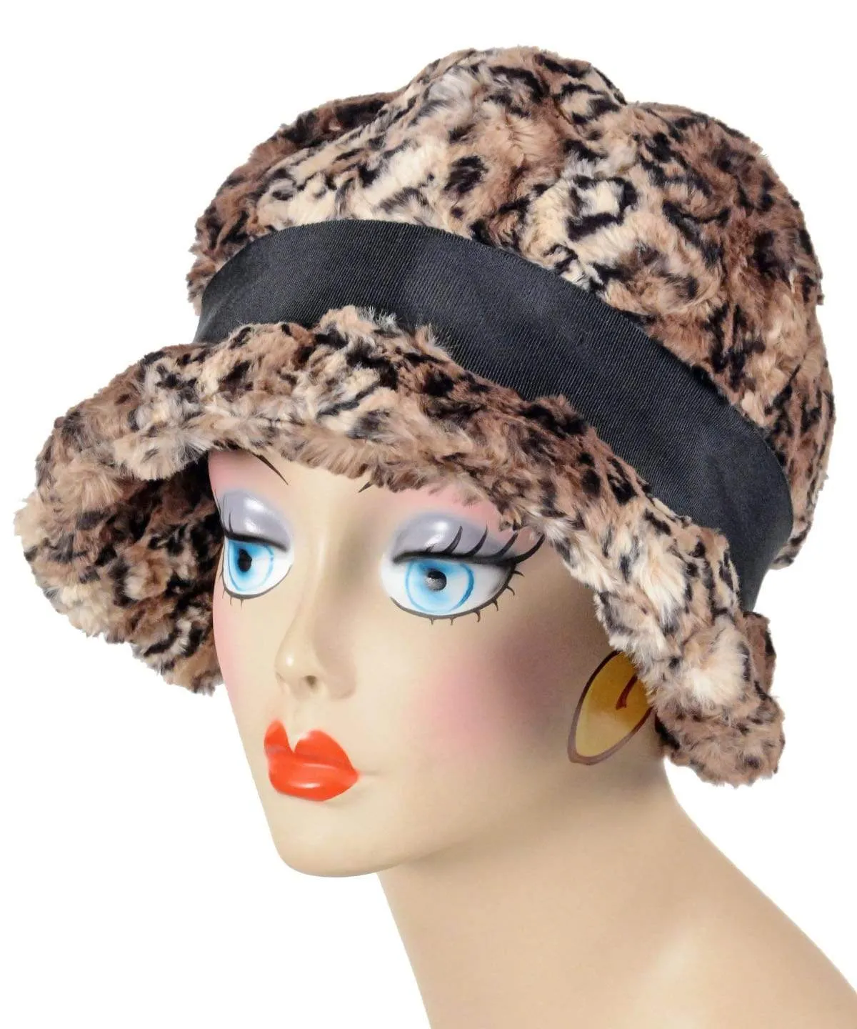 Grace Cloche Style Hat - Luxury Faux Fur in Carpathian Lynx
