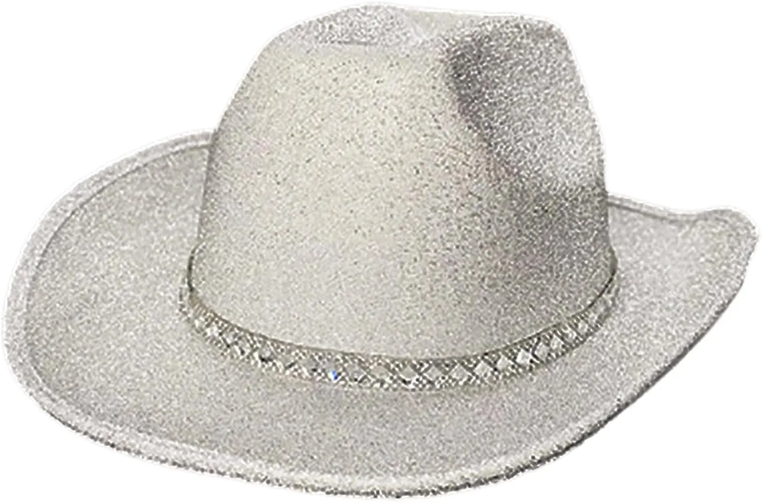 Hat,Shinning Cowboy Hat Western Type Sequins Hat Hats Fedora Felt Cowboy Hat Accessory Wide Curved Sequins Brim