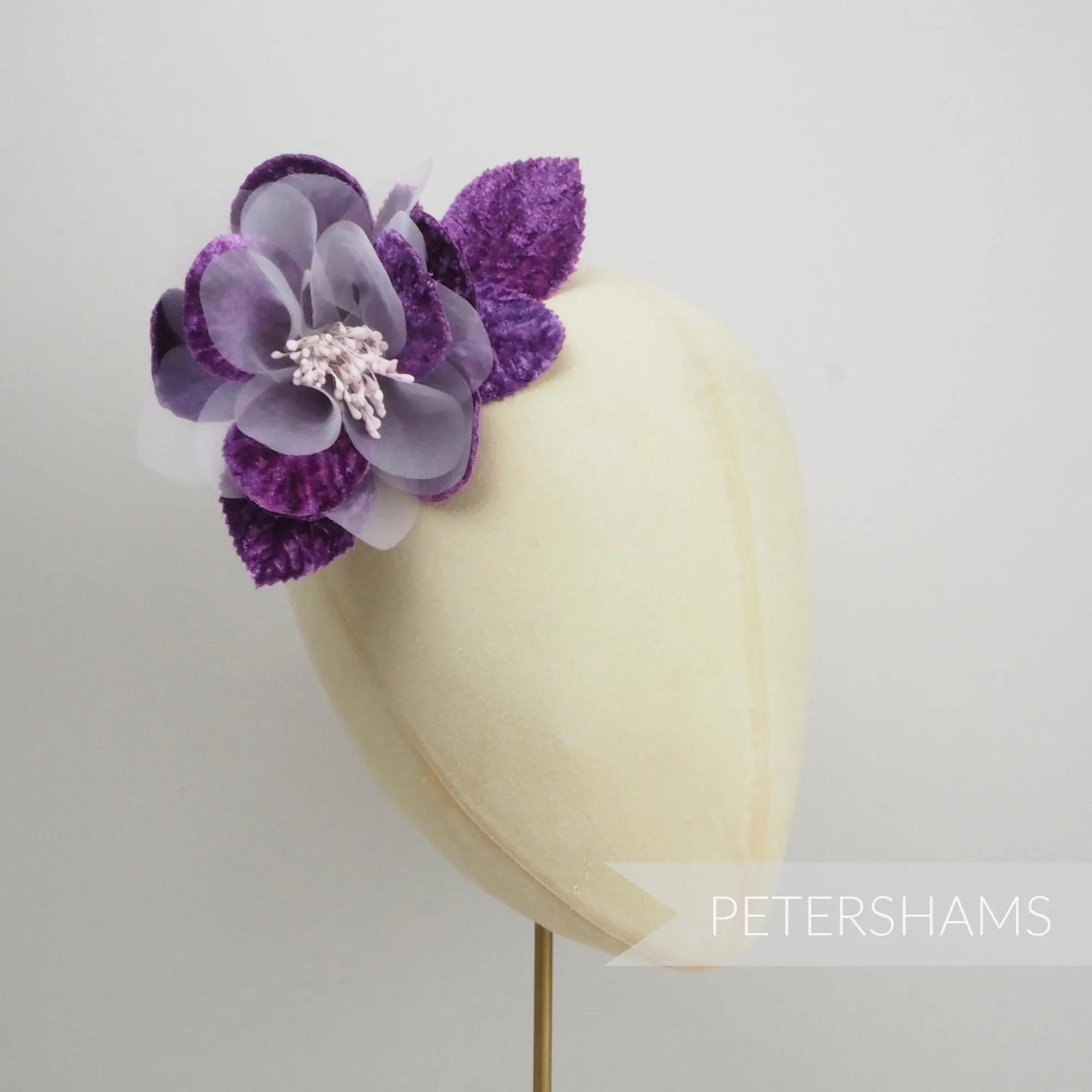 'Heidi' Vintage Velvet and Organza Flower Millinery Mount