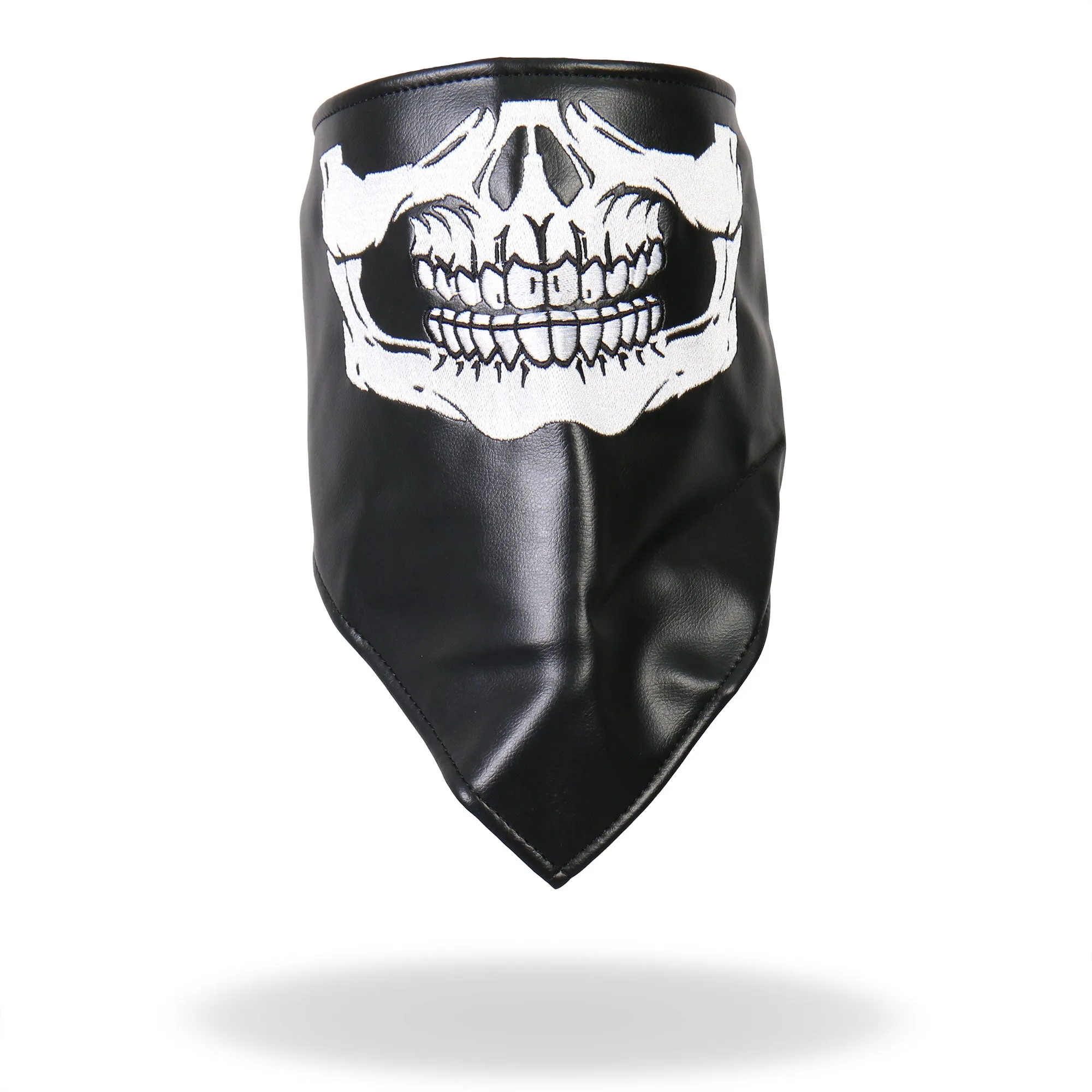 Hot Leathers NWL1004 Black Leather Skull Neck Warmer with Fleece