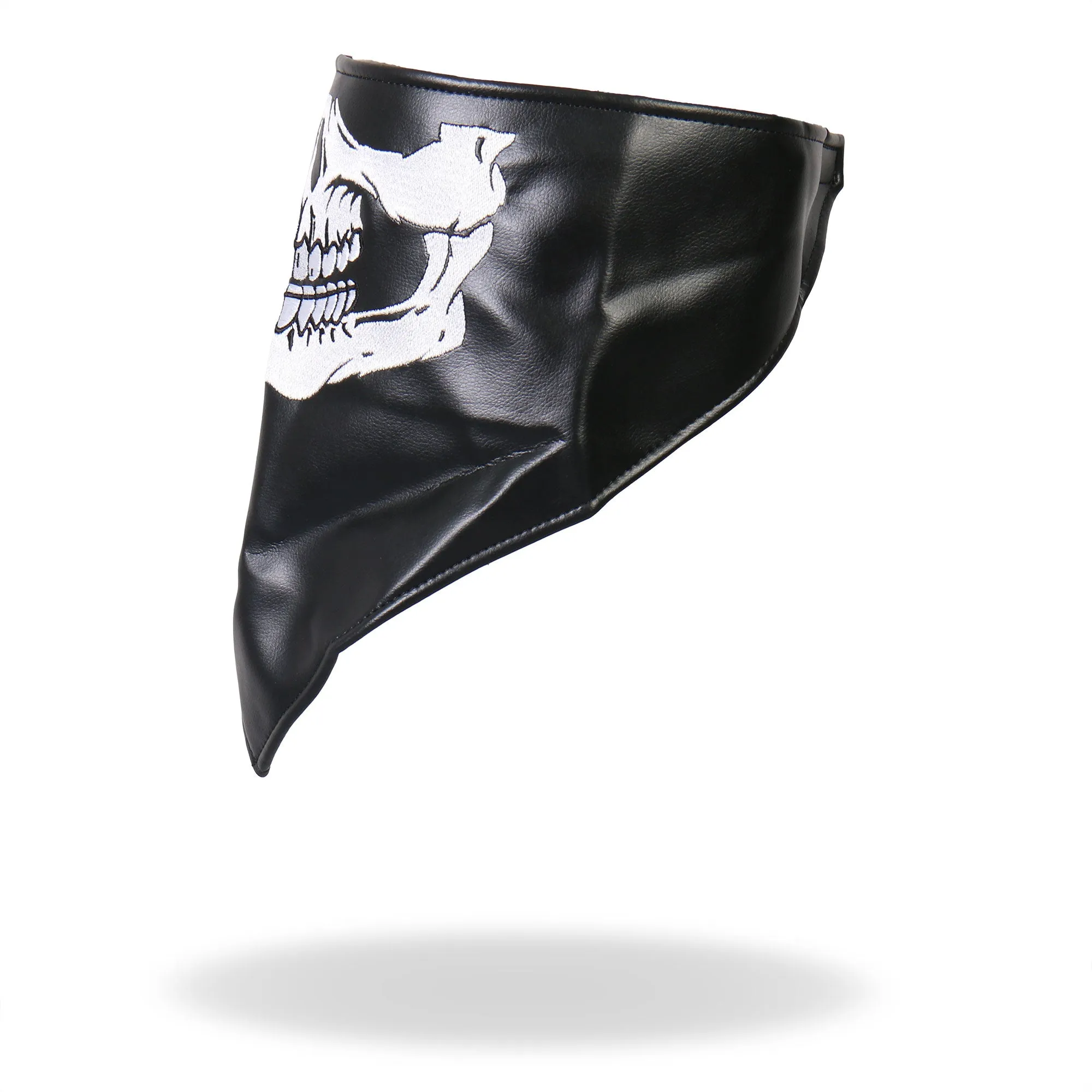 Hot Leathers NWL1004 Black Leather Skull Neck Warmer with Fleece