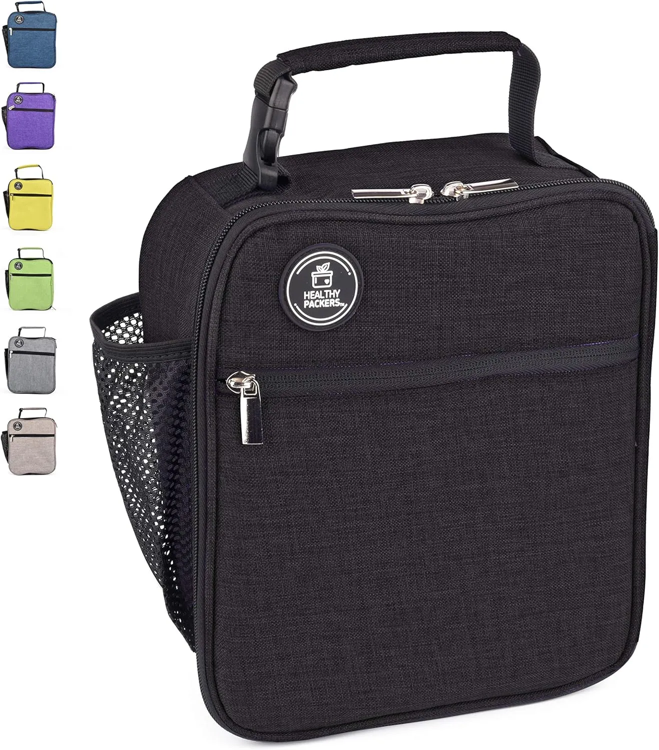 Insulated Lunch Bag for Men, Women & Kids with water bottle holder, Professional lunchbox for adults, Mens lunchbox for work, School and Outdoor Activities, waterproof insulated lunch box, Black