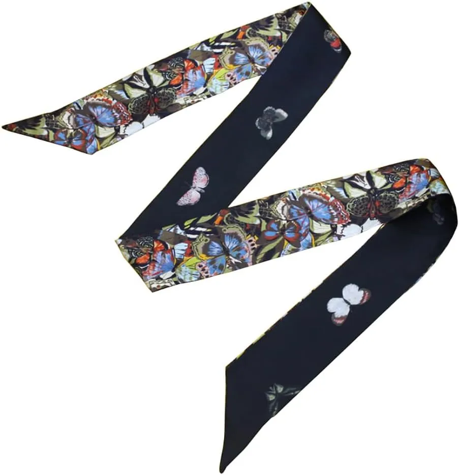 JERLA 100% Mulberry silk Scarf Bag scarf Head Hair Ribbon Handbag Handle wrap Tie Bundle Scarf Neckerchief Scarf for women
