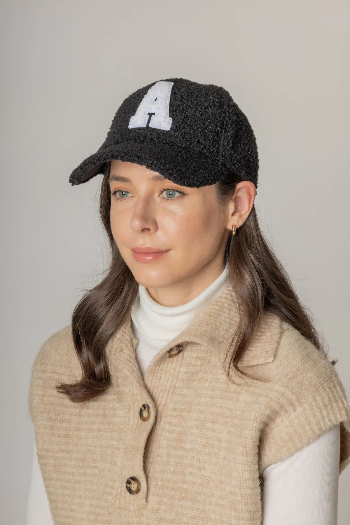 Letter A Sherpa Baseball Cap (Big Letter)