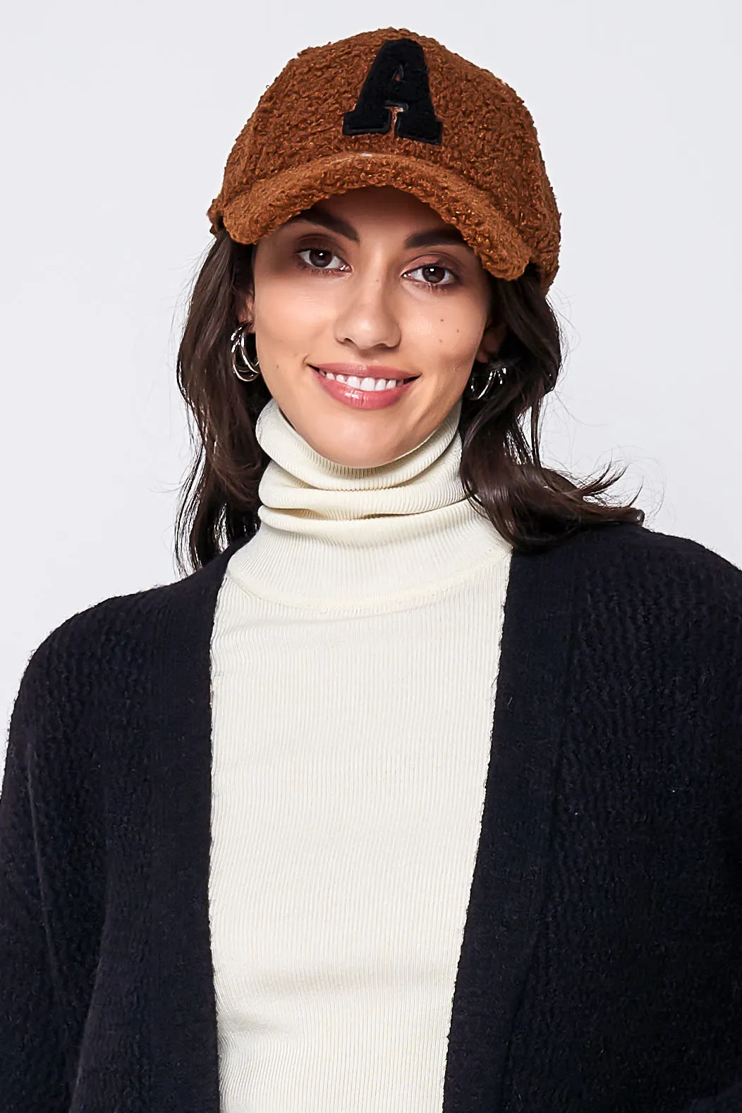 Letter A Sherpa Baseball Cap (Big Letter)
