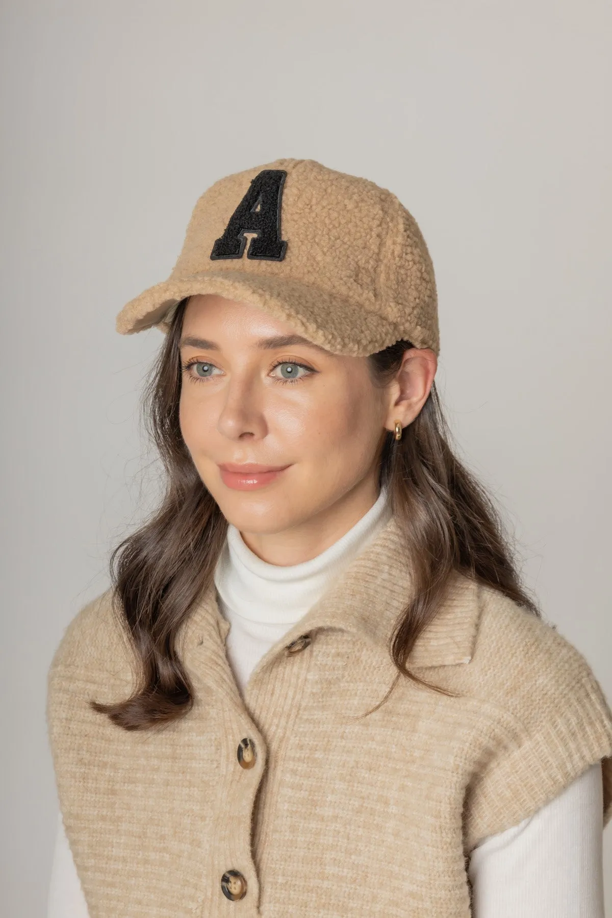 Letter A Sherpa Baseball Cap (Big Letter)