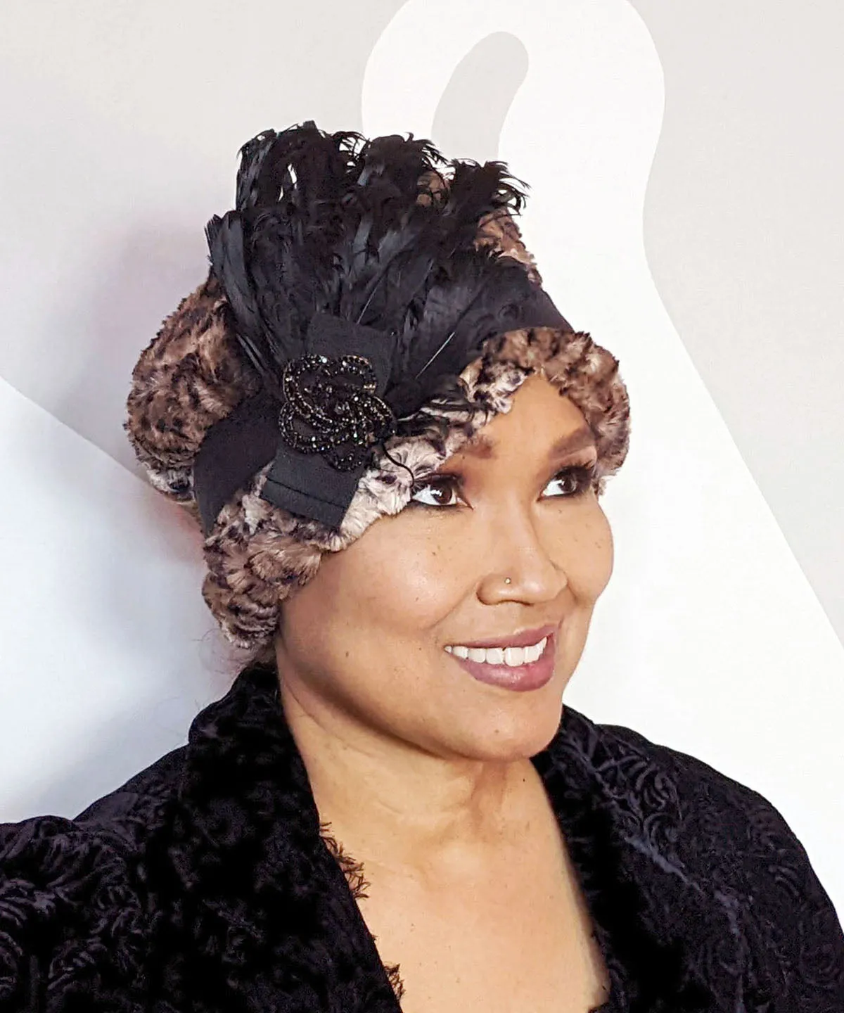 Lola Cloche Hat Style - Luxury Faux Fur in Carpathian Lynx (One Large Left!)