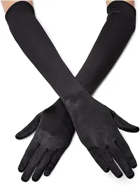 Long Opera Party Gloves for Women 1920s 20s Satin Gloves Costumes Elbow Length Bridal Evening Dress, 21.6 inches