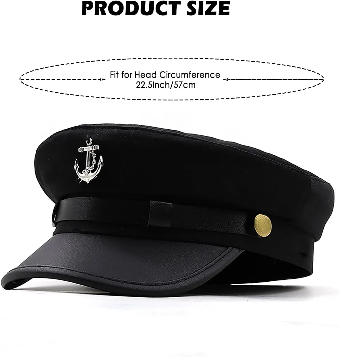 Men's Yacht Captain Skipper Anchor Hat with Sailor Scarf, Newsboy Cap Hat Cabbie Paperboy Beret Cap