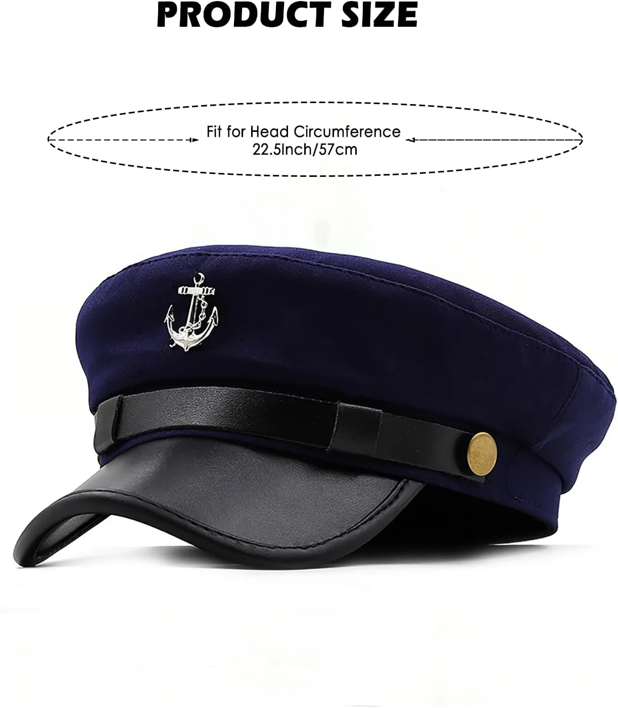 Men's Yacht Captain Skipper Anchor Hat with Sailor Scarf, Newsboy Cap Hat Cabbie Paperboy Beret Cap