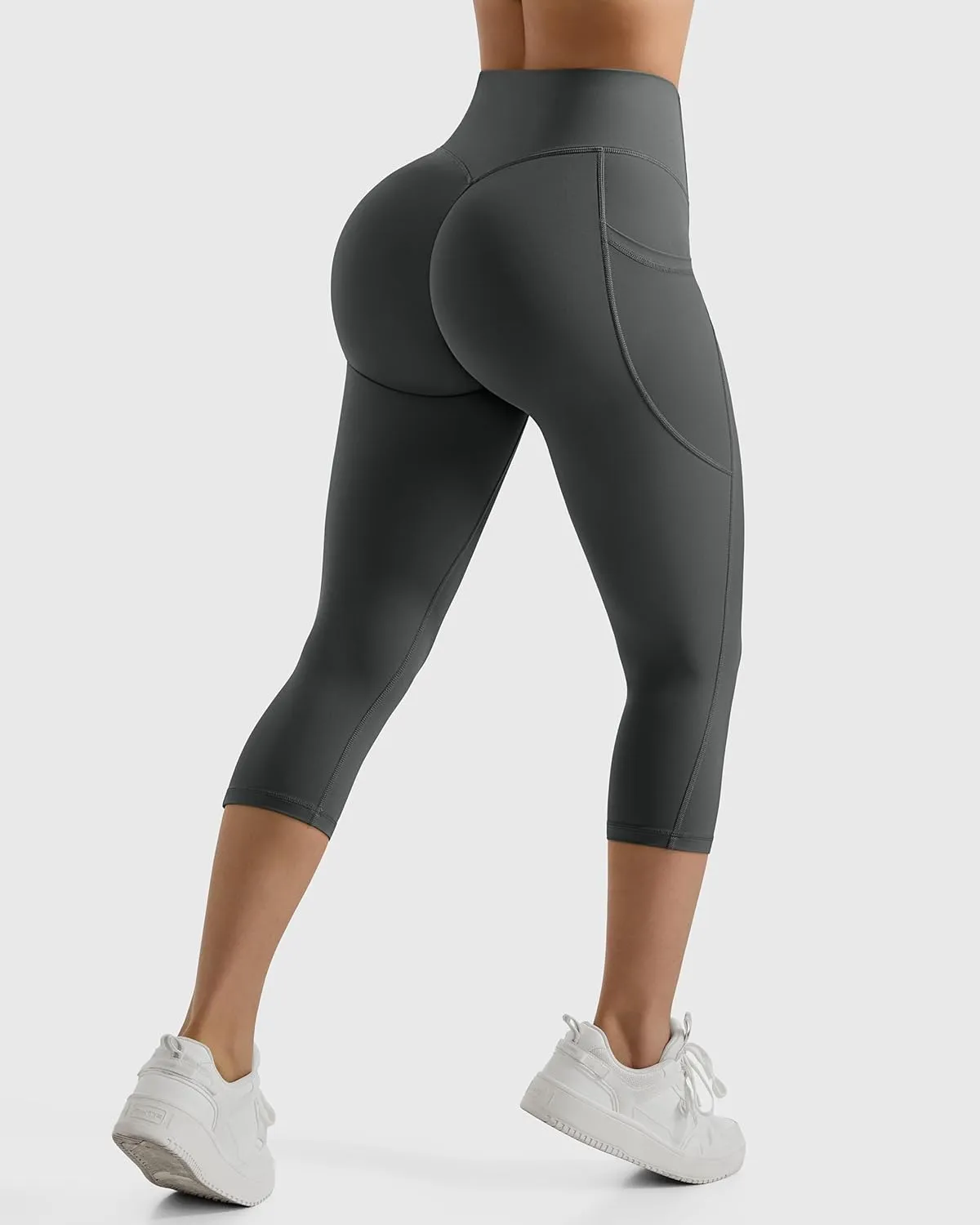 MOOSLOVER Women Buttery Soft Capris Leggings with Pockets High Waisted Scrunch Butt Tummy Control Workout Yoga Pants