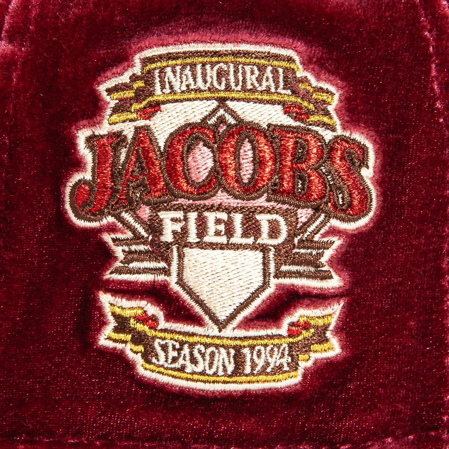 New Era 59Fifty Sweethearts Cleveland Guardians Jacobs Field Patch I Hat - Cardinal, Brown, Pink, Metallic Gold